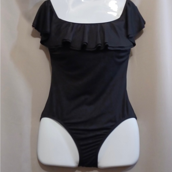 MICHAEL KORS Off the Shoulder Ruffled Tummy Control One-Piece Swimsuit, Size 12 - Picture 2 of 4